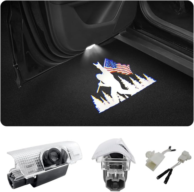 akarin 2 PCS LED Car Door Logo Lights Compatible for 4Runner Tundra Sequoia Venza Land Cruiser Courtesy Projector Laser Welcome Light Puddle Lamp Car Accessories (for Toyo- USA Flag) - Image 1